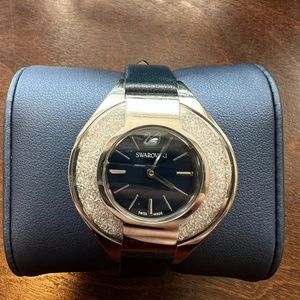 Swarovski Crystalline Sport Blue Watch Leather Strap